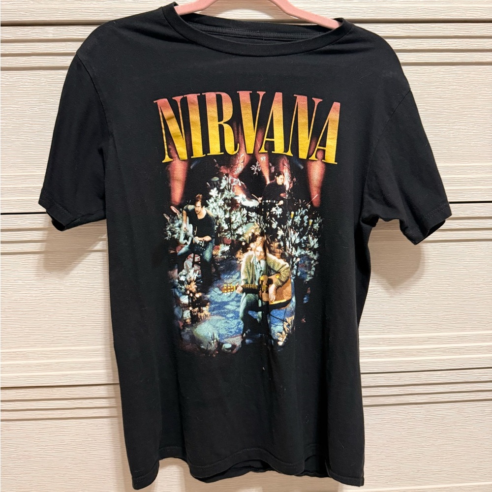NIRVANA Black and Yellow Graphic Tee